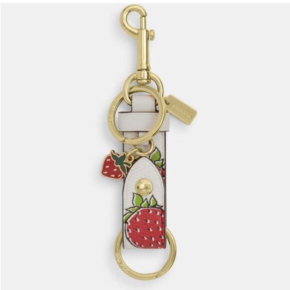 Coach Strawberry Trigger Snap Bag Charm In Signature Canvas Charm Key Holder - Picture 4 of 16